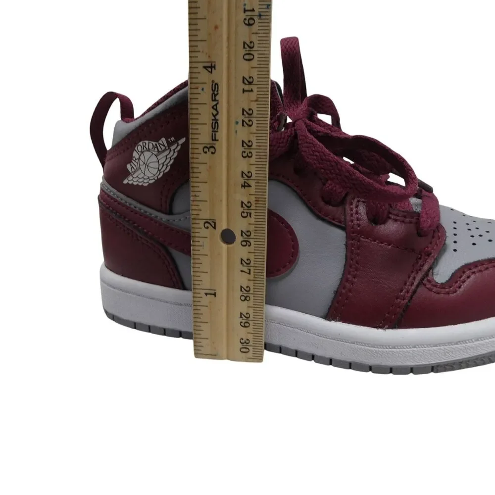Nike Air Jordan 1 Mid PS Kids US 12C Cherrywood Red Cement Grey